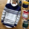 Slim Knit Men Color Block Sweater Crew Neck Jumper Top Winter Pullover Knitwear