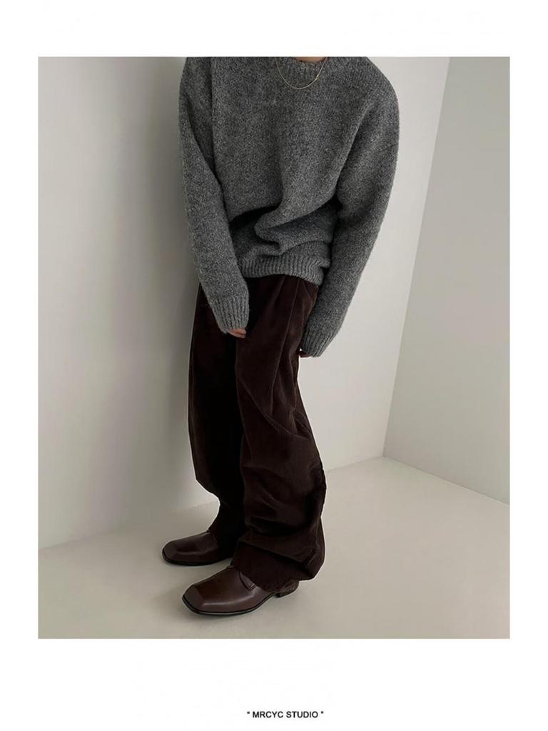 Autumn Men's Retro Korean Lazy Style Knit Pullover Sweater