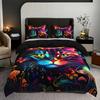 Kitten And Mushroom Duvet Cover Set Soft Breathable Hd Printing Bedding Set For Home Dorm Decor