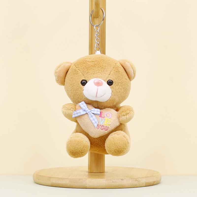 

Sweetheart Heart Bear Plush Keychain Soft Teddy Bear Ideal For Bag Decorations Brown Bear