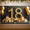 18. Geburtstag Banner Schwarz Goldene Farbe Dekoration Polyester Material Für Party Feier Innen Dekoration Geburtstag Feier