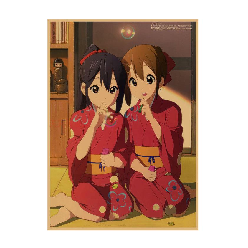 K-ON! Kraft Paper Anime Poster for Dorm, Bar, or Cafe Wall Décor.