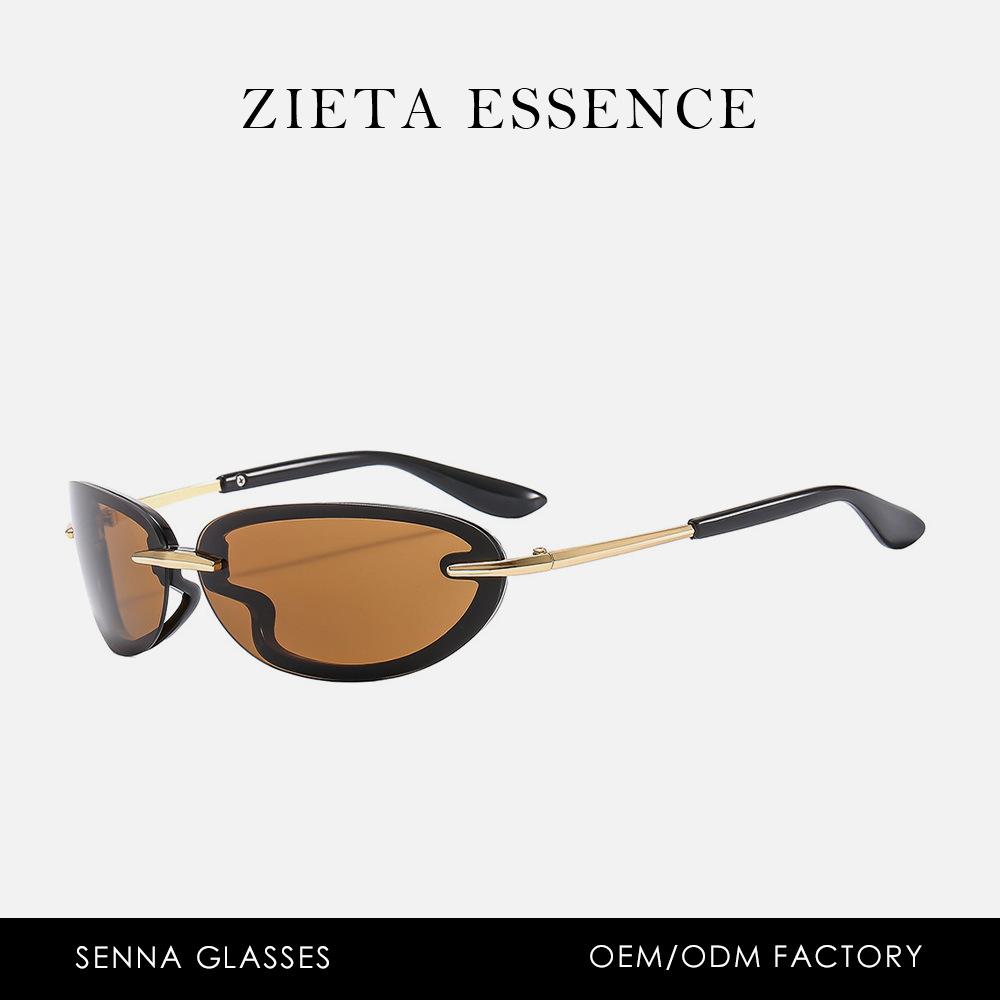 Hong Kong Style Oval Retro Sunglasses Street Photography Vacation Trimmed Sunglasses Women'S Glasses