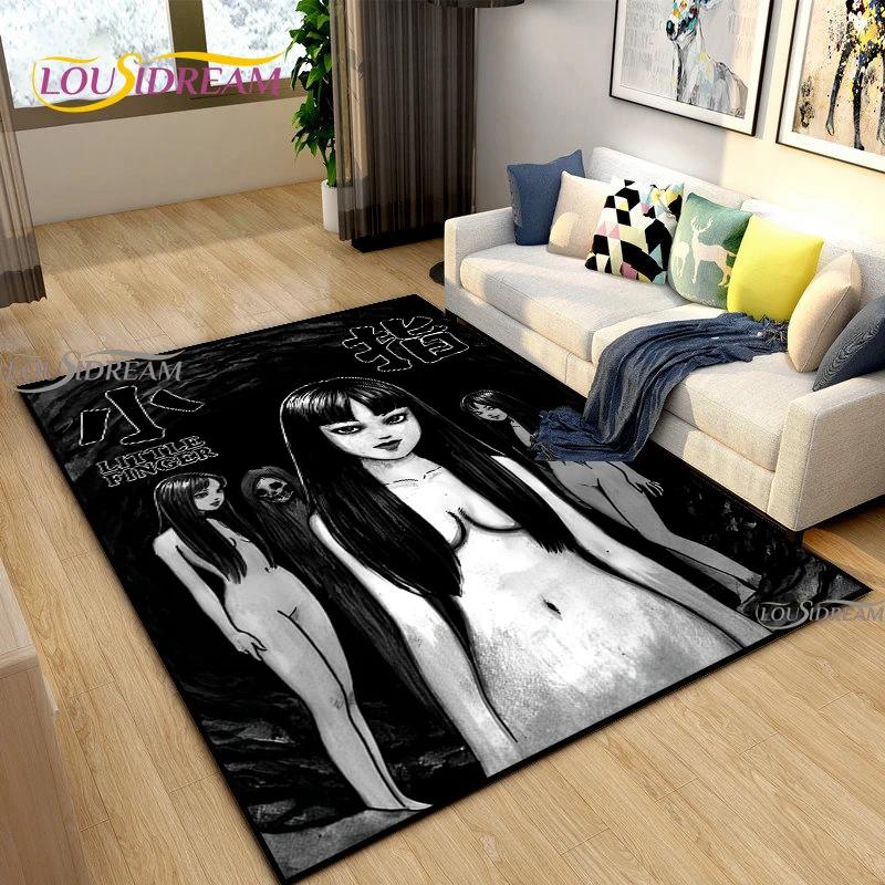 Junji Ito Art Fear Carpet for Living Room Bedroom Table Decor Yoga Area Rug Kitchen Kid Un-slip Floor Mat Alfombra Birthday Gift