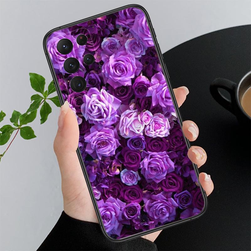 Purple Flower Phone Case For Samsung A35 A55 A54 A15 A25 A05s A05 A22 A24 A52 A33 A34 M34 M14 M54 M23