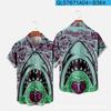 1116 New Shark 1d Printing Summer Casual Short Sleeve Shirt Men's Wholesale Manufacturer Europe