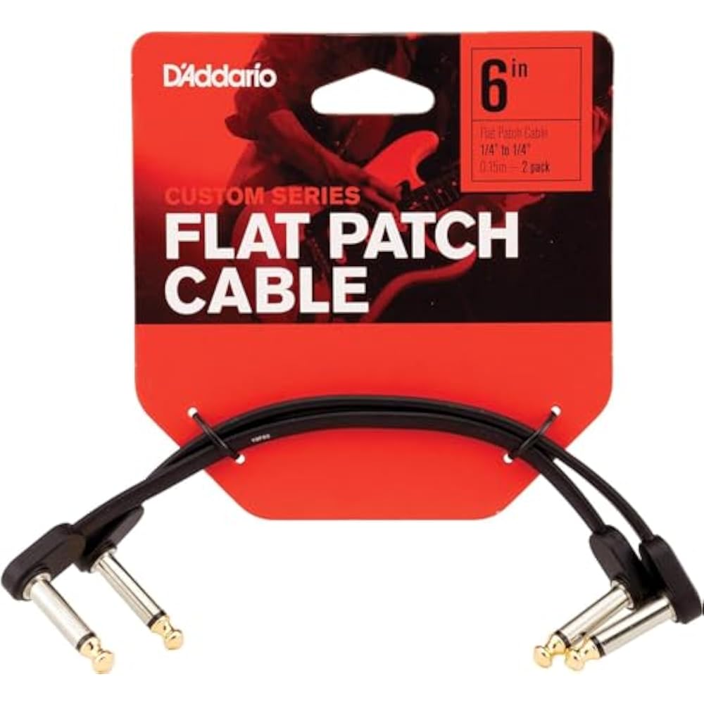 D'Addario Daddario Patch Cable (Shielded Cable) Flat Patch Cable 2 Piece Set PW-FPRR-206 (15cm L-...