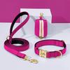 Personalized Dog Collar Leash Bag Colorful Dog Collars Durable Nylon Pet Buckle Necklace With Leashes Poop Bag Soft for Dogs Pug