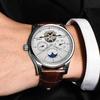 LIGE Brand Retro Mechanical Wristwatch Tourbillon Automatic Watch Sport Clock Leather Casual Business Men Watches Relojes Hombre
