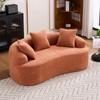 Modular, Curved Two-seater Sofa, Contemporary Style, Including Three Decorative Cushions, Ideal for Small Apartments, No Assembly Required, Coral Pink