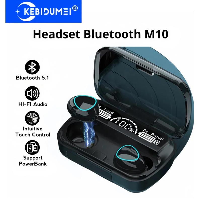 Wireless Bluetooth 5.1 Headphones HiFi Stereo Earphones Waterproof Noise Reduction Earbud LED Display Headsets Charge Your Phone