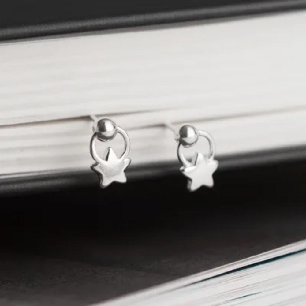 Silver Plated Korean Style Stud Earrings for Women Creative Ear Hole Design Allergy Free Fine Jewelry Accessories