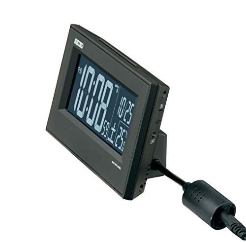 Seiko Clock BC413K, Black Alarm Clock, Radio-Controlled, AC-Powered, Digital, Dimensions: 6.4 x 15.4 x 3.9 cm