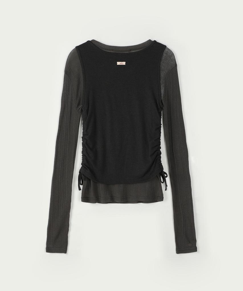 AHWE Layered Wool Blended Tencel T-Shirt_Charcoal