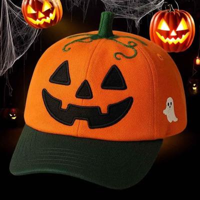 Kids Pumpkin Hat Halloween Pumpkin Face Lantern Baseball Hat Adjustable Headwear Costume Accessories For Men Women Teens Kids