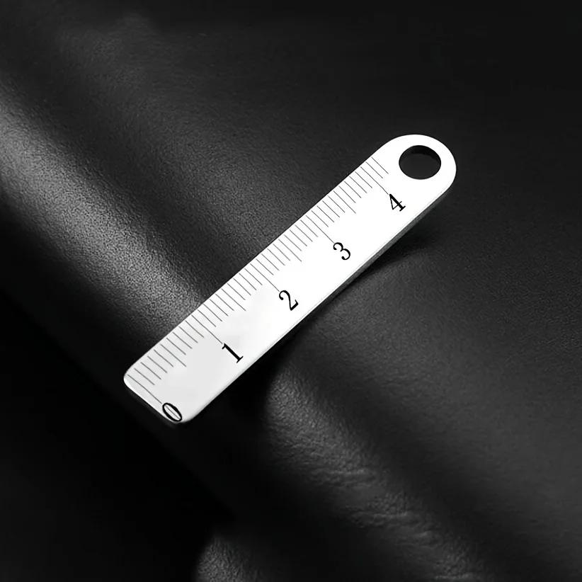 Portable stainless steel mini ruler with keychain - measuring tool for office and school supplies