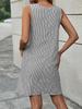 Vestito Estivo Mini A Righe da Donna con Scollo Tondo, Bottoni, Bretelle, Tasca, Casual, Slim