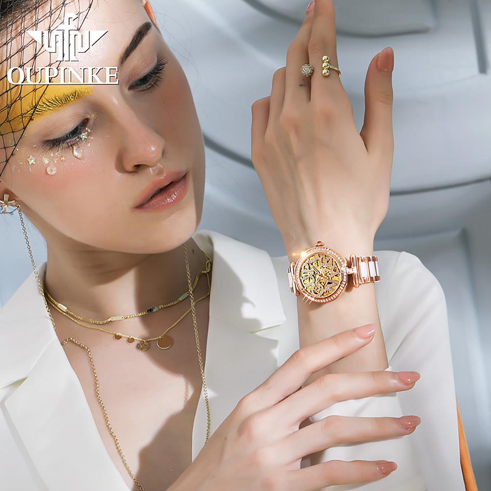 OUPINKE Dámské hodinky Vodotěsné automatické mechanické hodinky Dámské hodinky Dámské hodinky