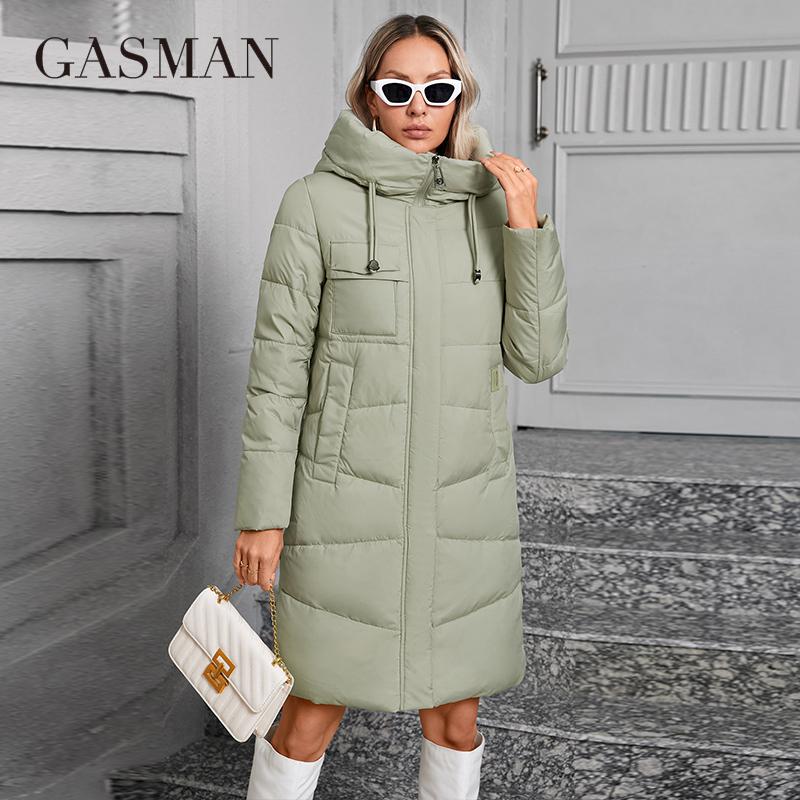 GASMAN 2024 Giacca da donna lunga con cerniera classica, grande tasca, collo alto, cappuccio, sottile, parka da donna GM-83511