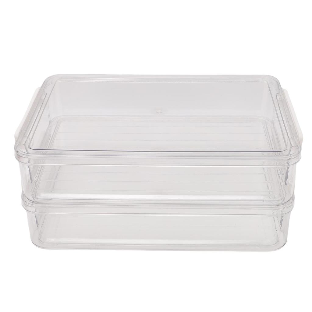 2PCS File Storage Box with Lid Clear PET Stackable for Paper Photos Documents Scrapbook Crafts and School Supplies
