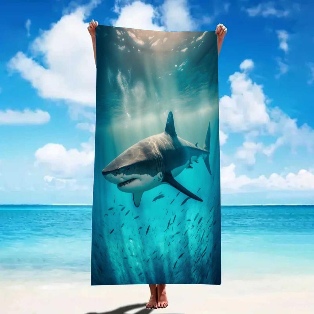 Cartoon Marine Creature Pattern Microfiber Beach Towel Quick Dry Lightweight Absorbent Towel for Beach Swimming Camping Outdoor