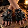 Fingerless Gloves with Gears Adjustable for Cosplay, Halloween, Bikers