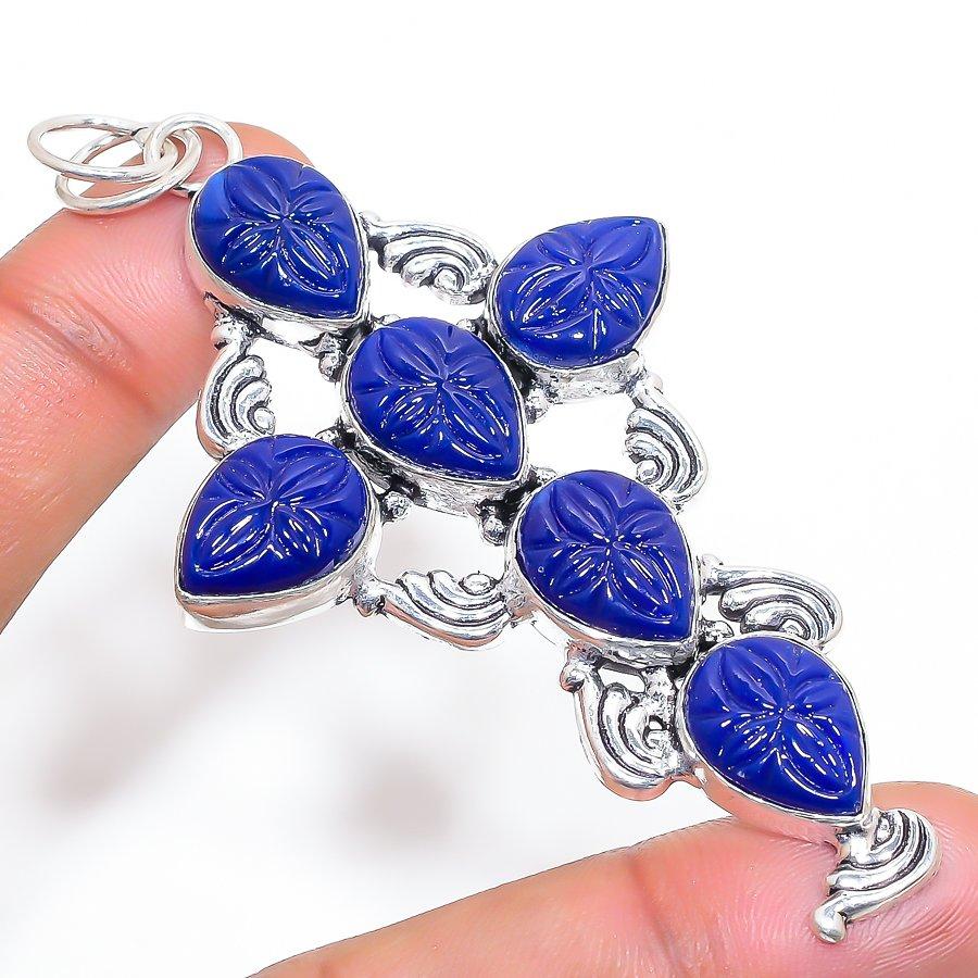 

Natural Blue Chalcedony Gemstone 925 Sterling Silver Jewelry Pendant 3.43 d3r40