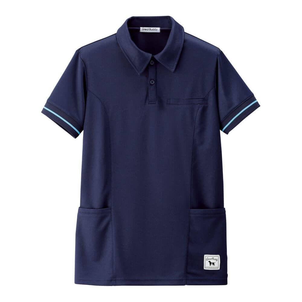 

Nursery Great Buddy Side Pocket Polo Shirt, Unisex, SDGs 17, Nursing Care, Size M, Navy, 9644204A