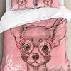Animal Pink Dog Cute Poodle Duvet Cover Bed Bedding Set Double Home Textile Quilt Cover Pillowcases Bedroom Bedding Set No Sheet