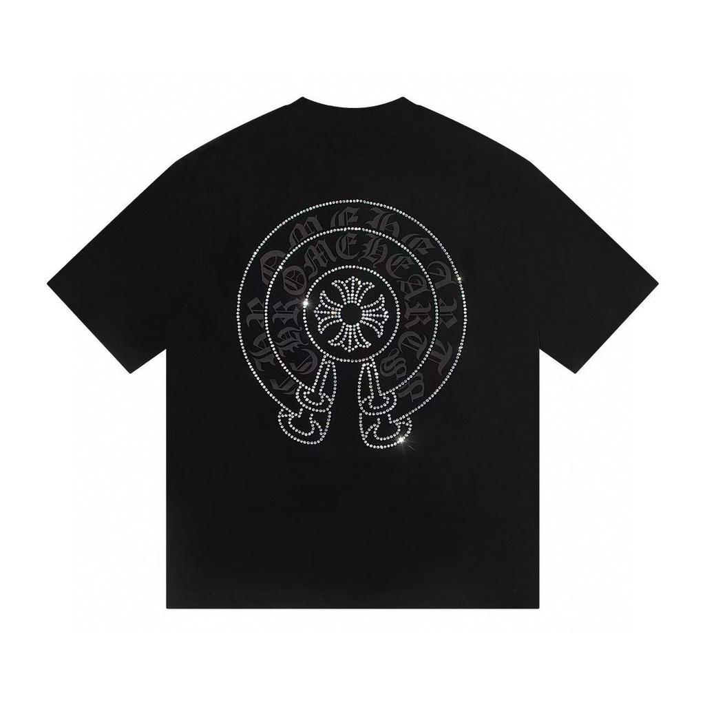 W373 CHROME HEARTS 2025 Vară nouă de înaltă calitate din bumbac, guler rotund, vrac, mărime mare, tricou pentru bărbați și femei, tricou pentru cupluri