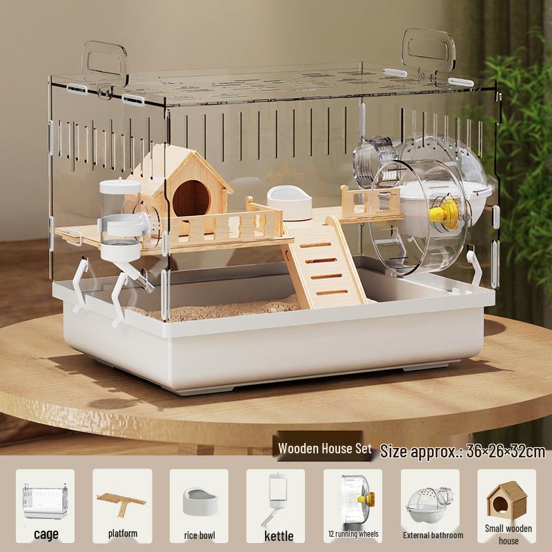 

Акрилова розкішна вілла для хом яка: Простора прозора клітка для золотих хом яків.