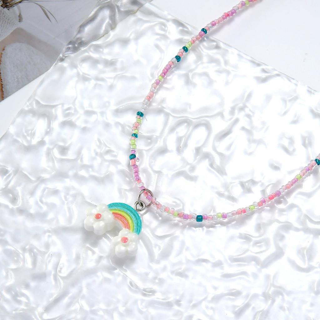 Kids Butterfly Heart Necklace Handmade Beaded Jewelry For Girls Spring 2025