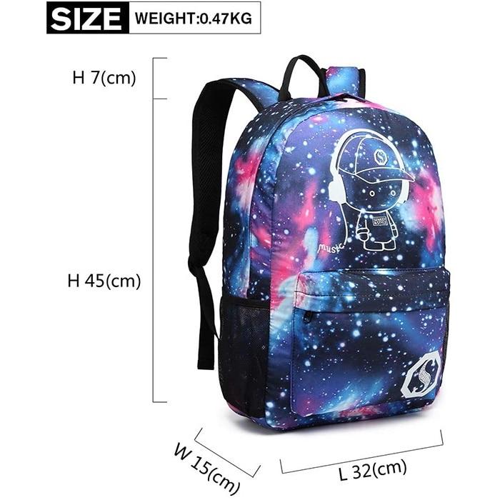 Kosiil 15.6 Inch Glow in The Dark Waterproof Backpack, Multicolor Laptop School Bag for Students, Lightweight Anti-Spill Bookbag