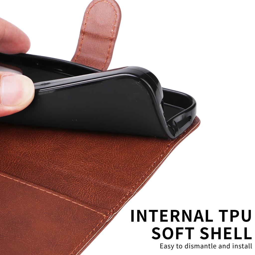 Dla Motorola Moto G86 5G/G86 Power 5G Skórzane Etui Portfelowe z Paskiem Jednokolorowe Etui z Podstawką na Telefon