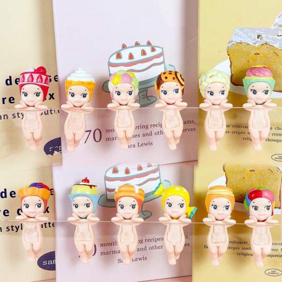 12Pcs Holding Chin Angel Doll Fruit Animal Headgear Angel Figurine PVC Cartoon Angel Figure Bookshelf Desktop Decoration Ornament