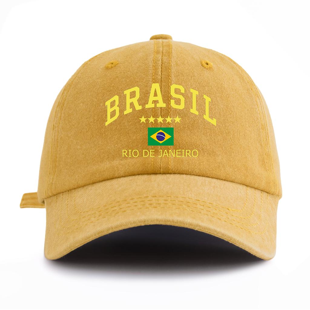 Berretto da Baseball Unisex con Stampa Bandiera Lettere Brasile Lavato Cappello da Papà Retrò Vintage Disponibile in Diversi Colori Retrò Cappello da Sole da Esterno