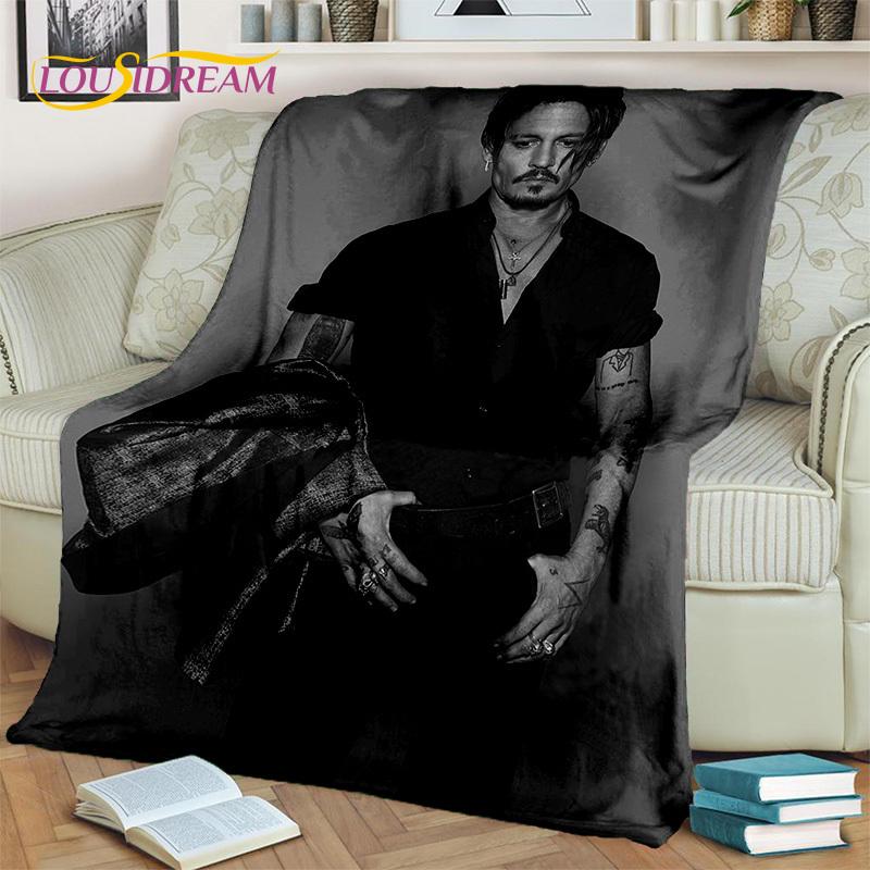 3D-Druck-Serie Johnny Depp Decke, Weiche Überwurfdecke für Zuhause Schlafzimmer Bett Sofa Picknick Reise Büro Ruheabdeckung Decke Kinder