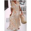 Printed Short Sleeve Women Dress Summer New V-Neck Loose Casual Plus Size Dress Women A-line Elegant Loose Floral Beach Holiday Long Dresses 768