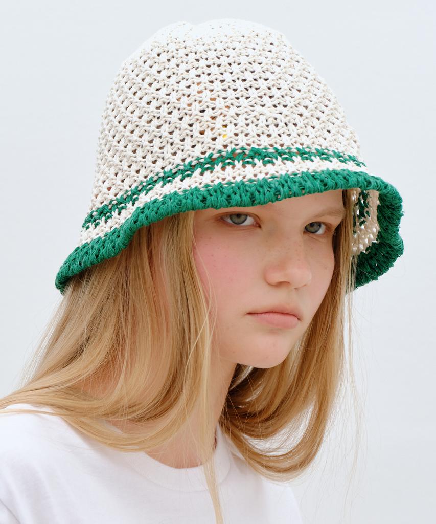 BENSIMON Stripe Bucket Hat - Green