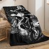 Motorcycle Rider Dirt Bike Action Fleece Blanket Black White Graphic Throw Blanket Biker Theme Soft Plush Bedding Gift for Men