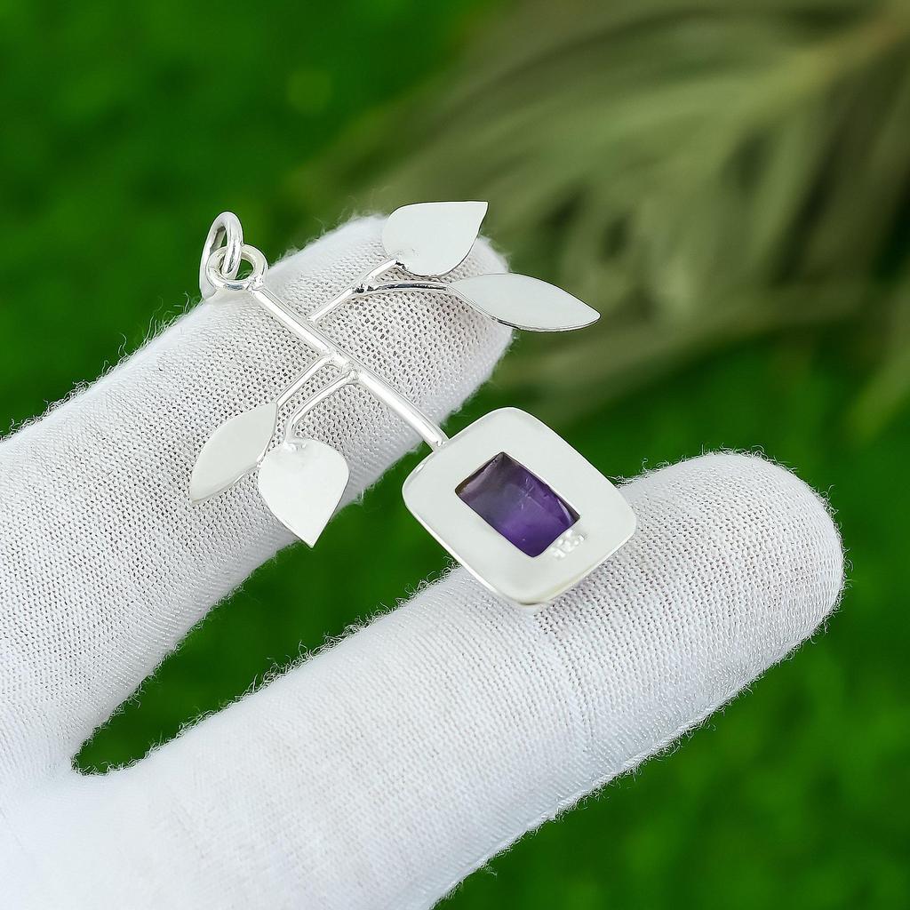 Regalo de Aniversario Para Ella Colgante de Piedra Semipreciosa Amatista Estrella Natural Plata 925