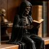Jijijing Gotische Duistere Fantasie Figuur, Skelet Lezend Boek Beeldje, Academie Huisdecoratie voor Bibliotheek Kantoor Studiekamer Verzamelaar Display Cadeau