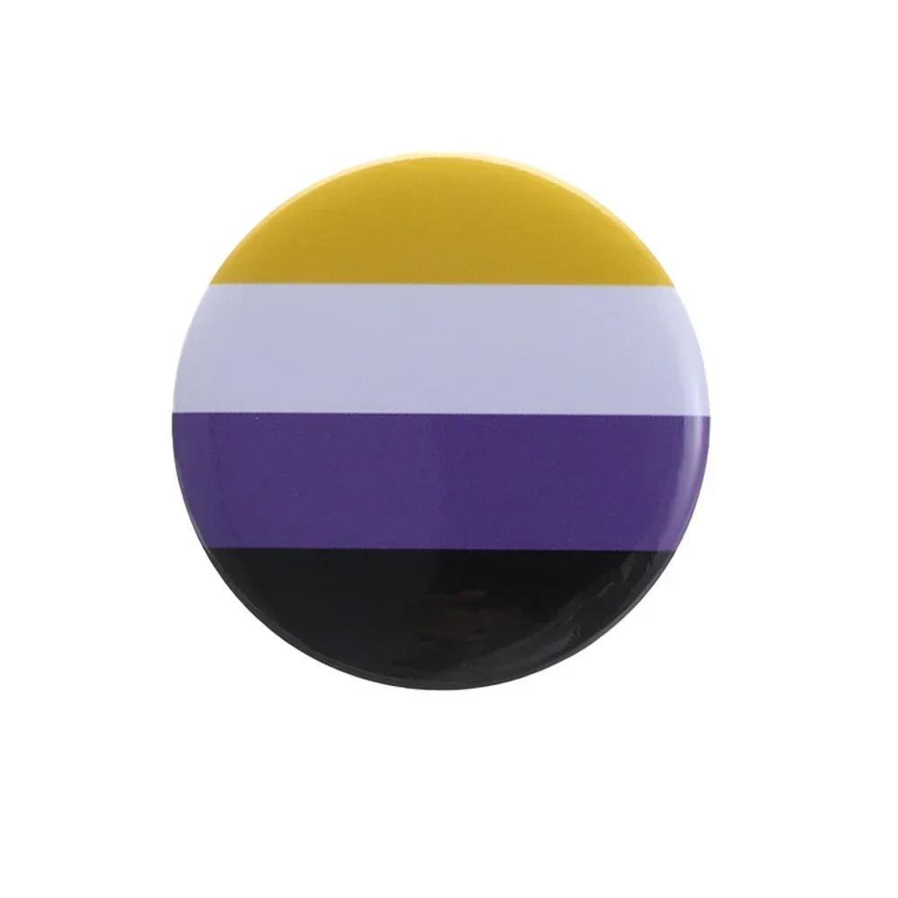 Round/Square Pride Rainbow Gay Pins Flag Tinplate Badge Support Gay Lesbian Bisexual Transgender Symbol Pin Icons Brooch