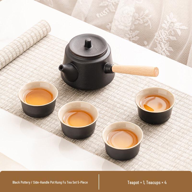 ZISIZ Black Pottery Kung Fu Tea Set