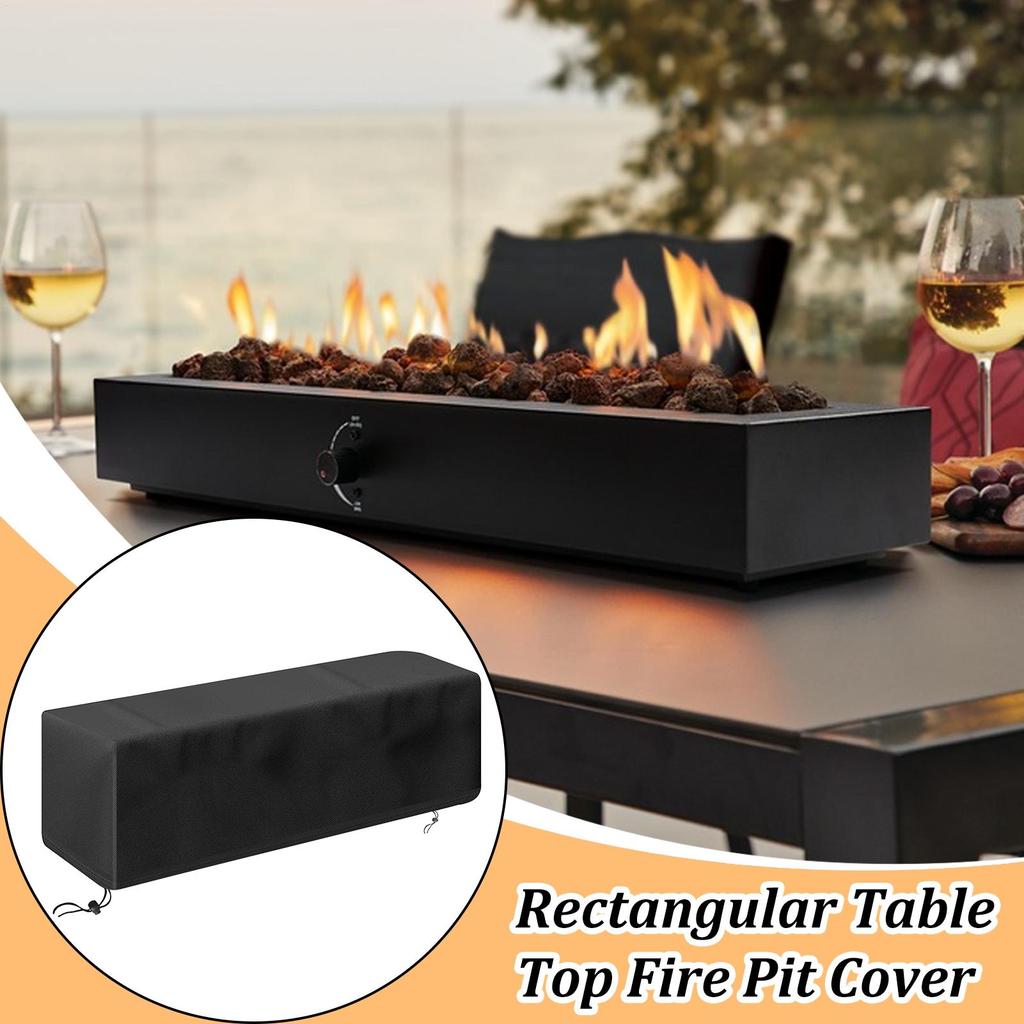 Feuerstelle Staubschutz mit Kordelzug Außen Quadratischer Heizstrahler Staubschutz Rechteckige Feuerstelle Abdeckung für Außen Camping Regen