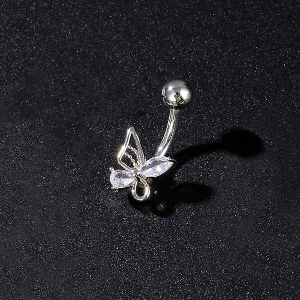 Butterfly Flower Belly Button Ring Mini Body Jewelry Sexy Belly Piercing Ring  Women Girls