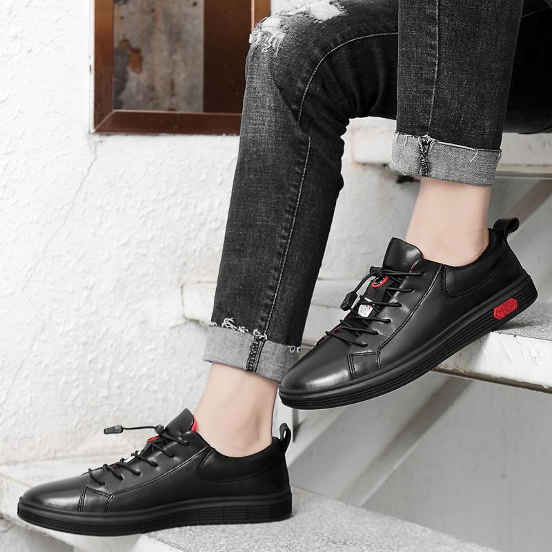 Genuine Leather Men Casual Shoes Breathable Mens Classic Sneakers All-match Skate Shoes Men 2024 New Arrival Flats for Men