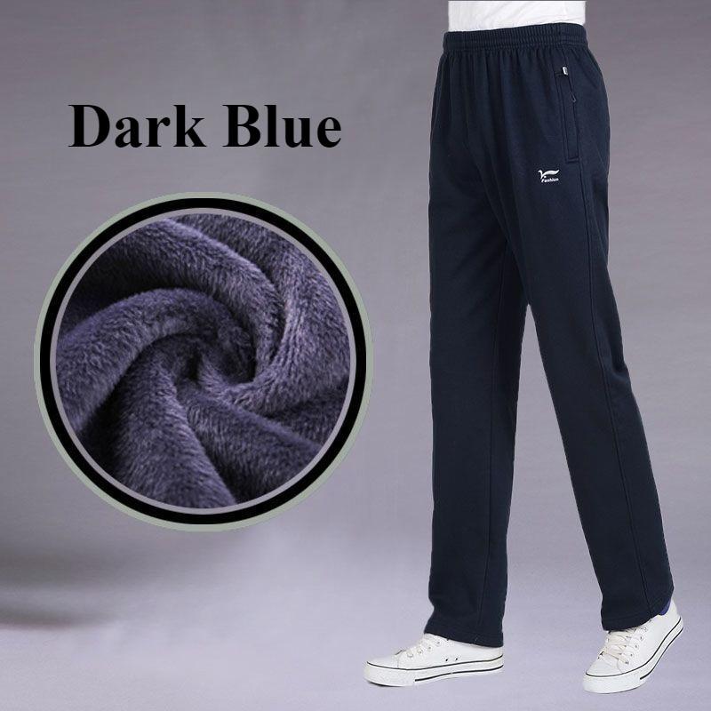 

Мужские утолщенные теплые повседневные брюки прямого кроя для осени и зимы, спортивные брюки 6XL темно-синий