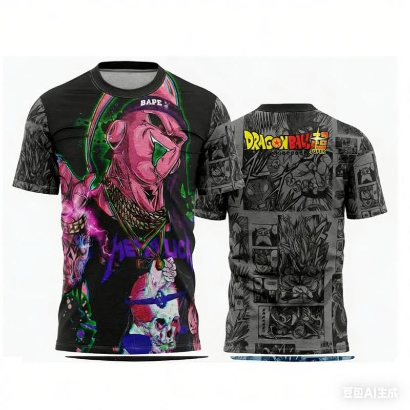 2026 Summer Dragon Ball Retro Fitness T-shirt Men's Oversized 3D Printed Short-sleeved Family Unisex Children's Sports Shirt