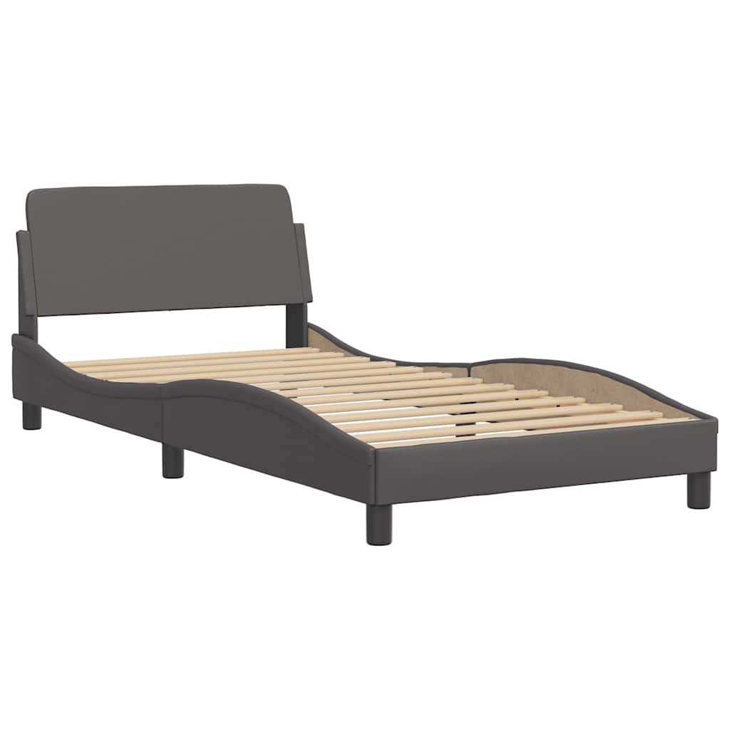 Vidaxl Bed Frame with Headboard, Grey, 100X200 Cm, Faux Leather